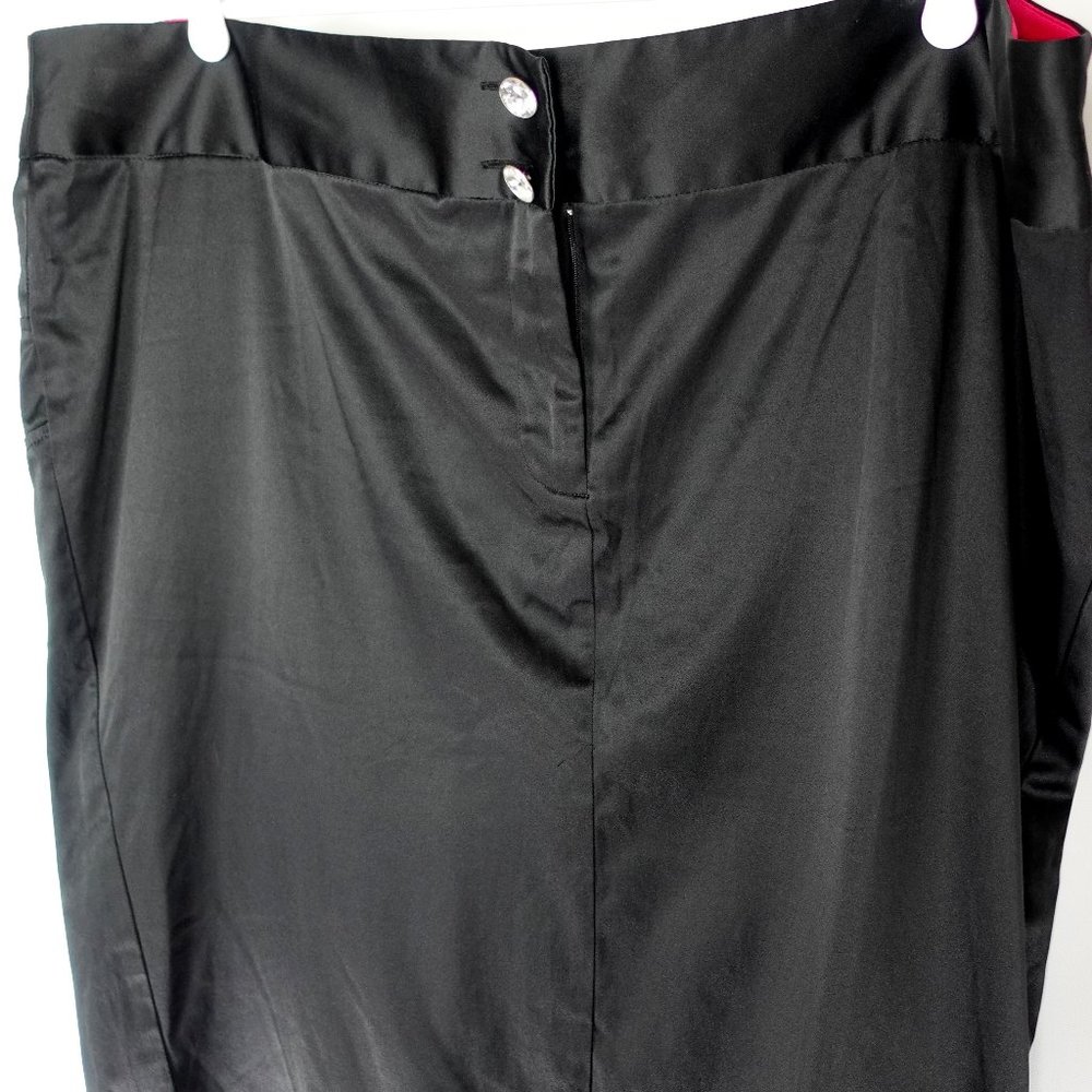 Size 24 Corset Rear Satin-like Pencil Retro Skirt with Rhinestone Buttons.